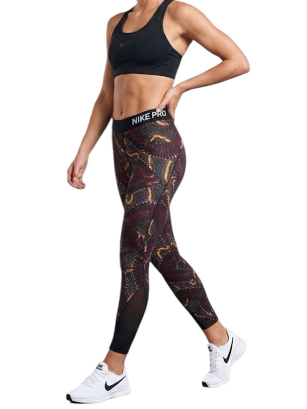 Nike Pro Dri-Fit Multi Color Bird Print Athletic Gym Yoga Leggings Size Small